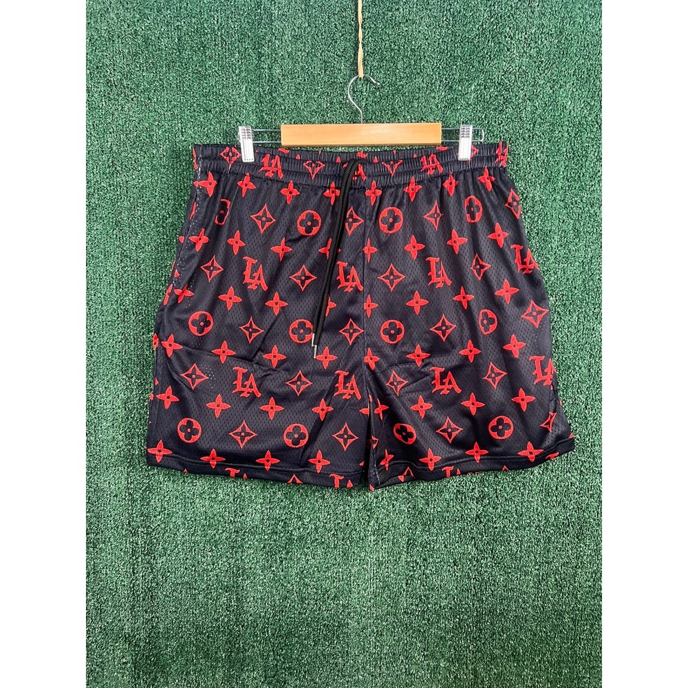 Beefly Monogram Designer L.V x LA Mesh Shorts SZ – 4x -NEW- HUGE POCKETS